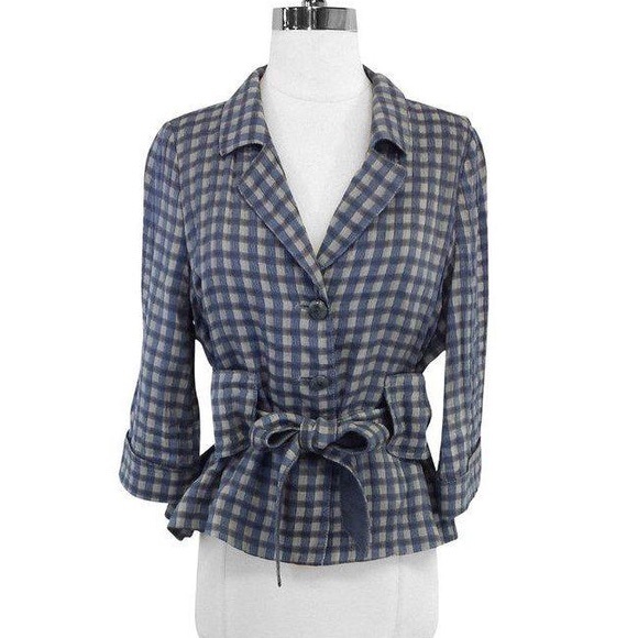Armani Collezioni Jackets & Blazers - Armani Collezioni Plaid Belted Jacket